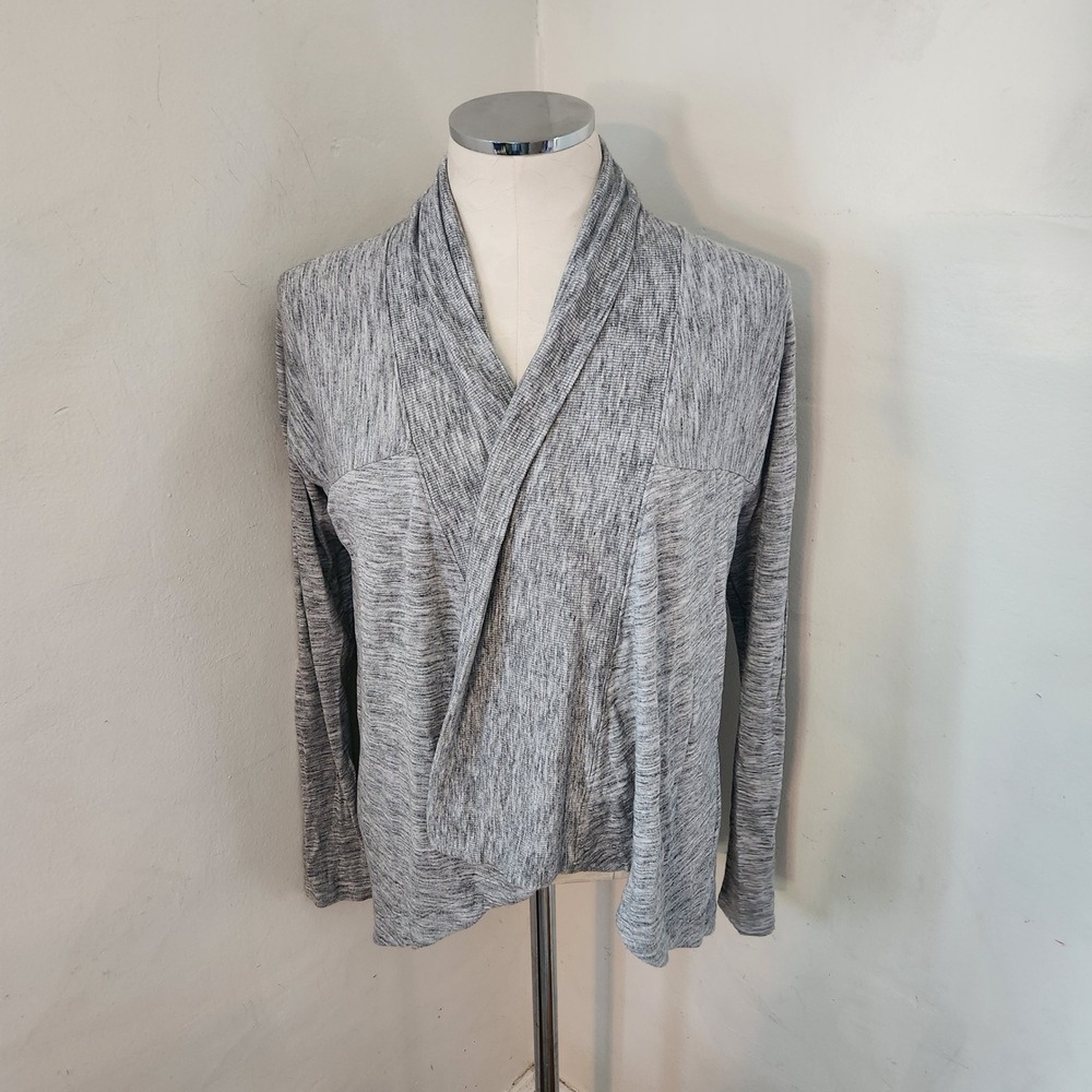 Athleta Pranayama Wrap Cardigan Heathered‎ Grey Modal Blend Womens Small